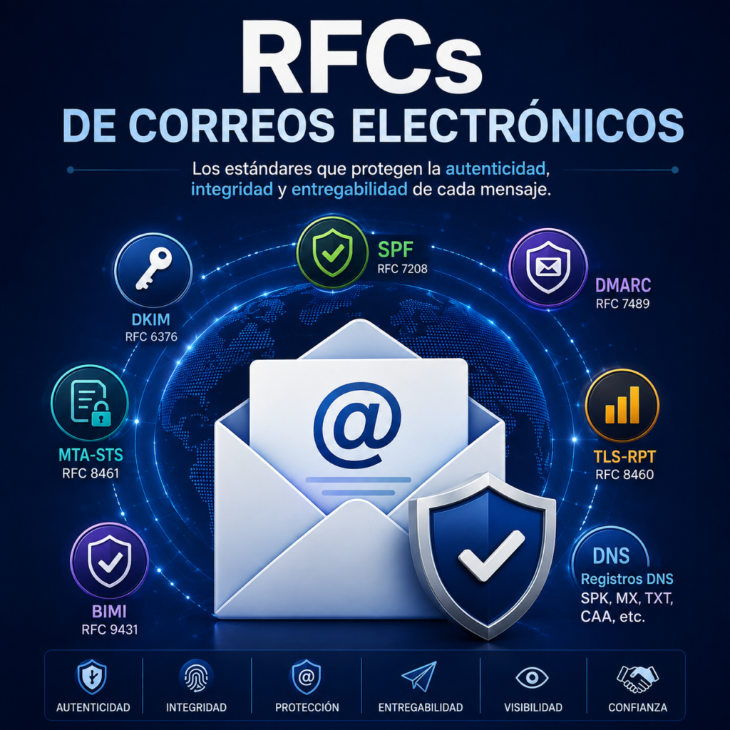 RFC de referencia para correo electrónico y DNS